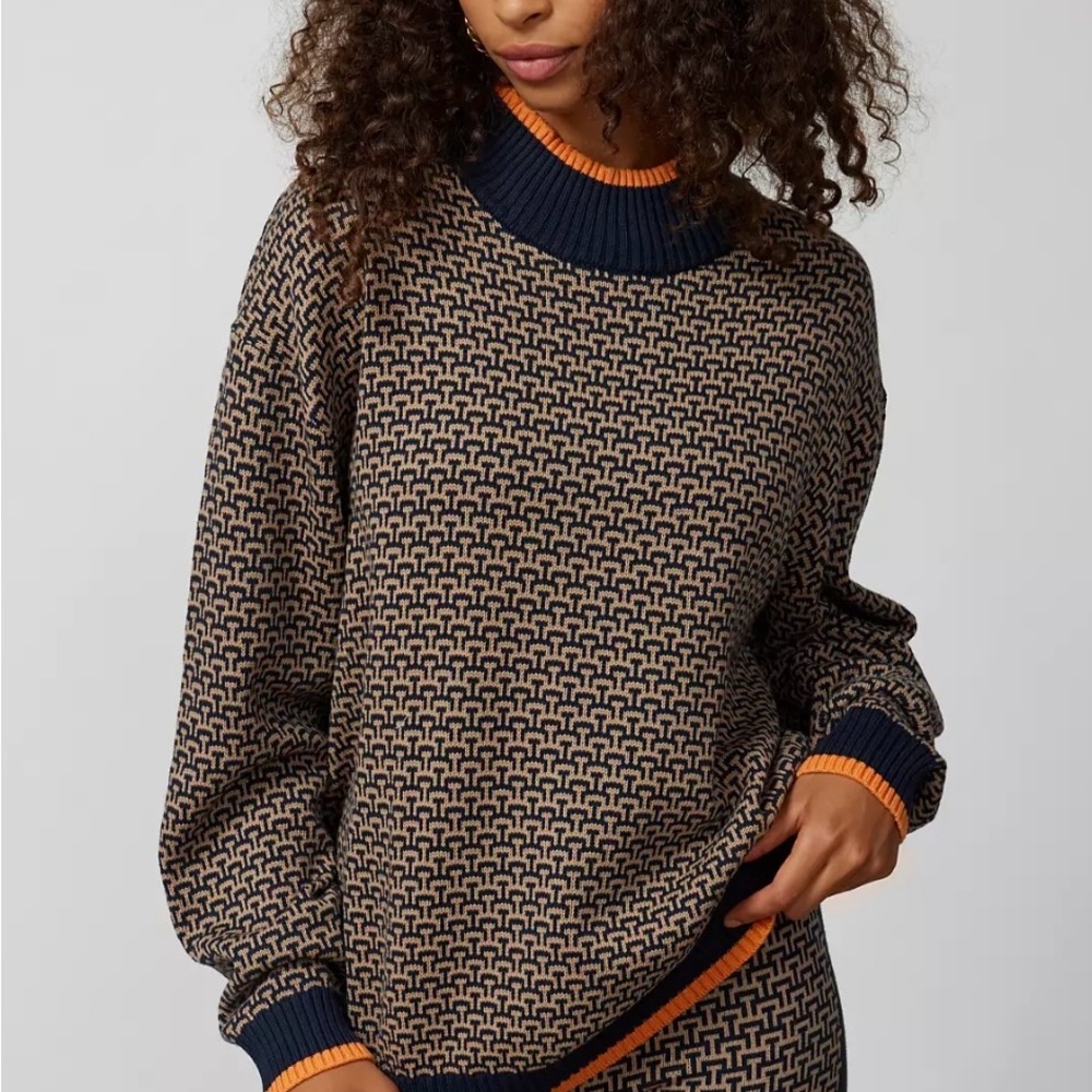 The Upside Blue and Orange Turtleneck Sweater